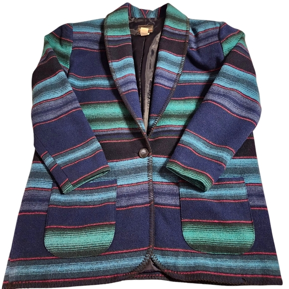 Vintage Tracy Evans Southwestern Sarape Style Wool Blend Blazer | Size Large - Picture 6 of 7